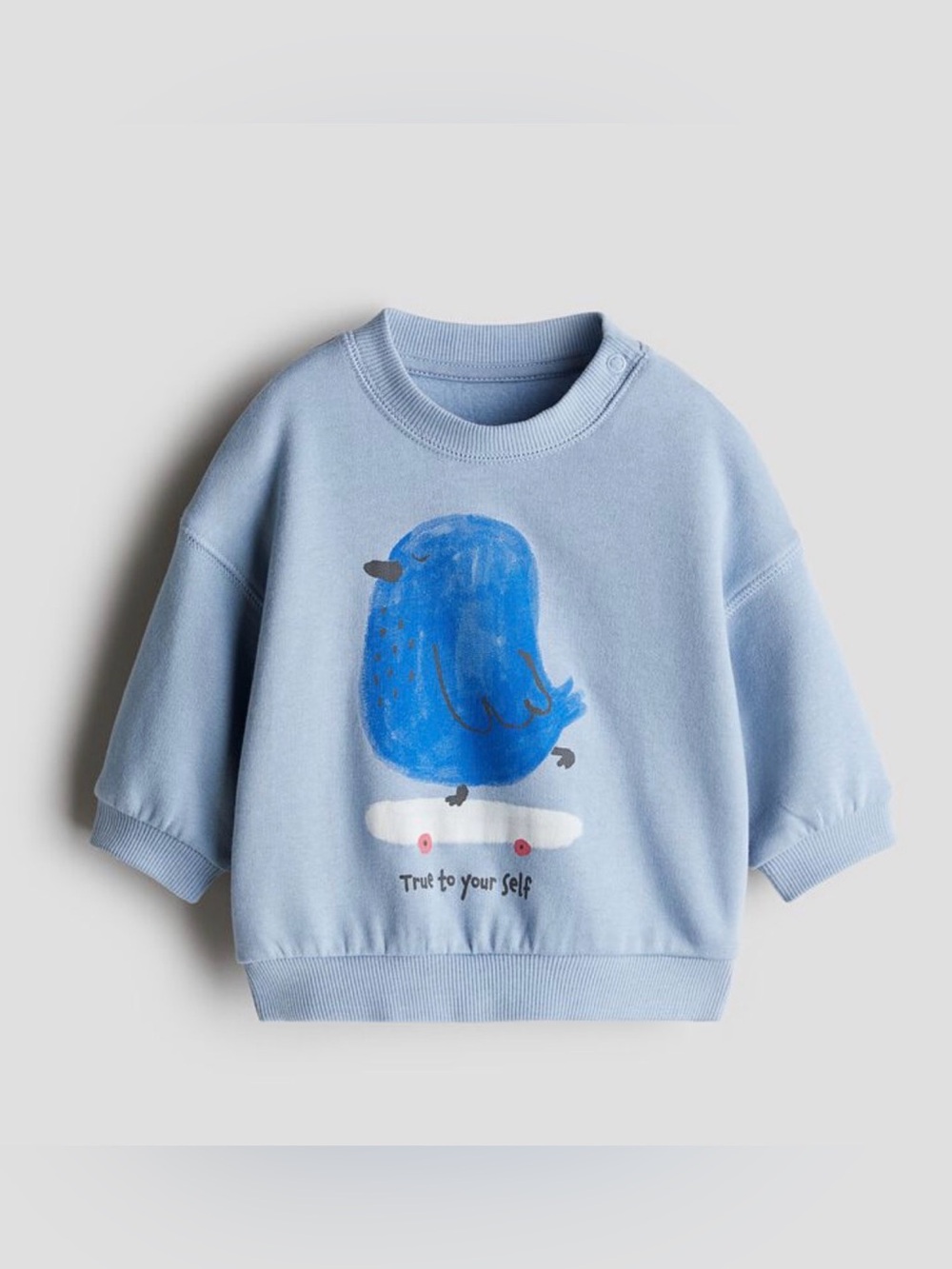 H&M Light Blue Toddler Sweatshirt with Blue Bird Graphic - Size: 2T - Like New!